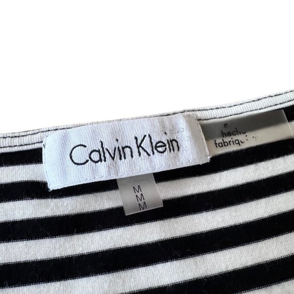 Calvin Klein Black + White Striped Long-Sleeved Tee Women's US Size M - Picture 4 of 6